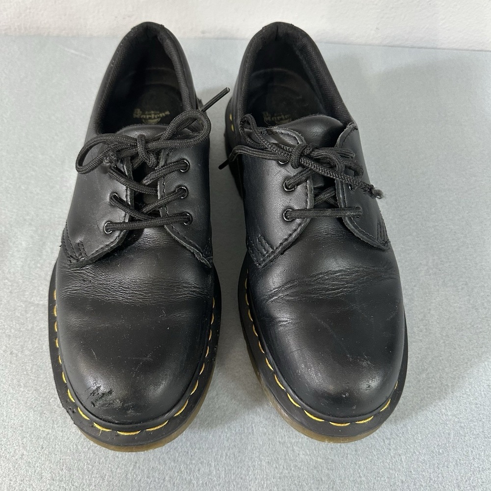 Dr Martens Oxford Shoes Mens 8 Women's 9 Black Leather 3 Eye Derby 1461 - Picture 3 of 9